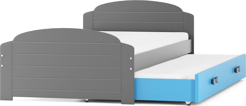 Posteľ s prístelkou LILI 200x90 Grafitová - Modrá