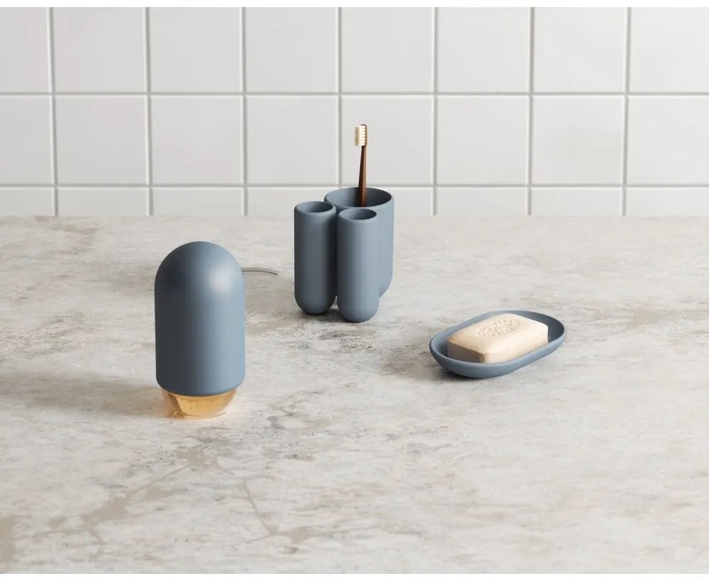 Modrý plastový téglik na zubné kefky Touch – Umbra