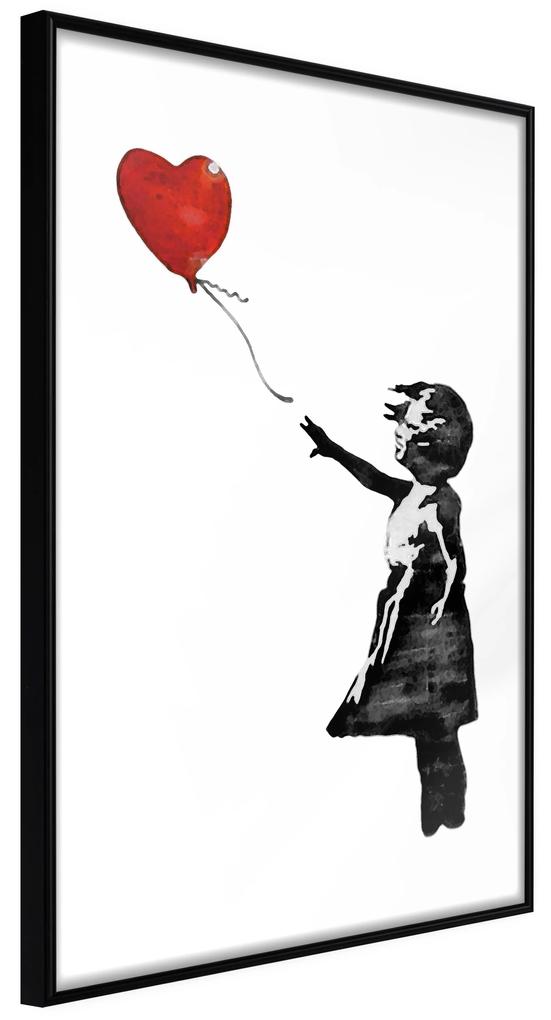 Artgeist Plagát - Banksy: Girl with Balloon [Poster] Veľkosť: 20x30, Verzia: Čierny rám s passe-partout