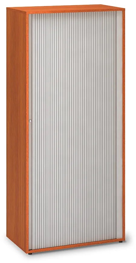 Vysoká skriňa ProOffice, žalúziové dvere 80 x 45 x 178 cm, čerešňa