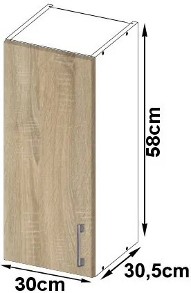 Horná kuchynská skrinka LIMA W30 /580/ biela / dub sonoma