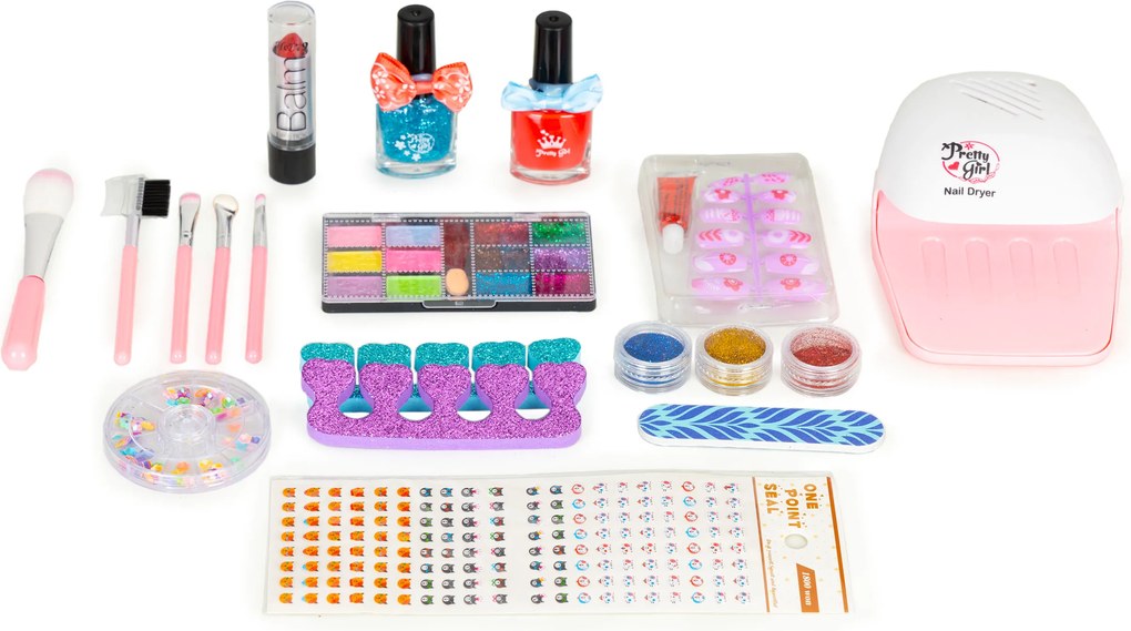 MULTISTORE Detský kozmetický kufrík s UV lampou — make-up, laky na nechty a doplnky 3+