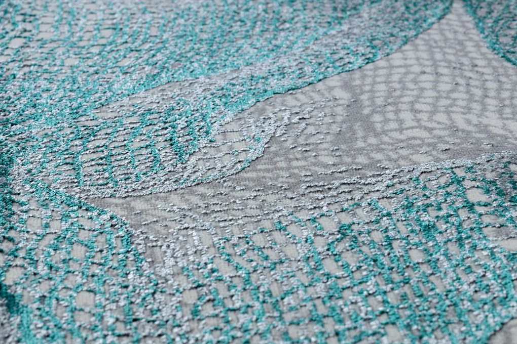 Moderný koberec DE LUXE 621 Sieť - Štrukturálny sivý / verde