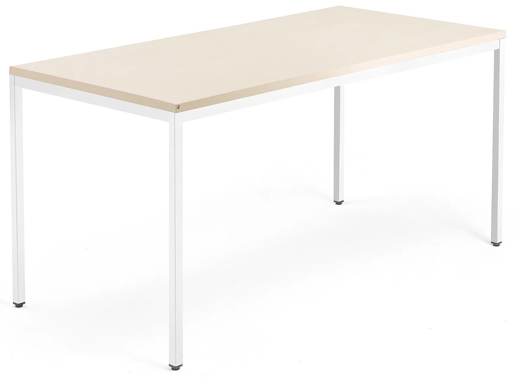 Rokovací stôl QBUS, 1600x800 mm, so 4 nohami, biely rám, breza