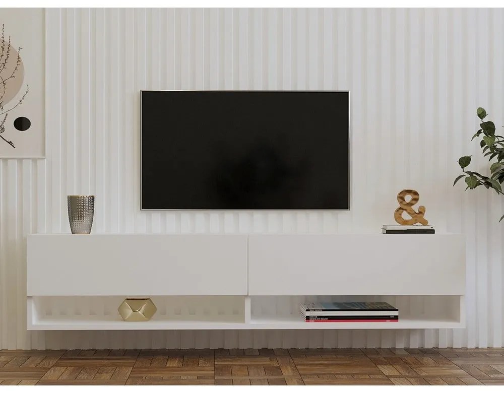 Biely TV stolík 141x31x30 cm Arges – Kalune Design
