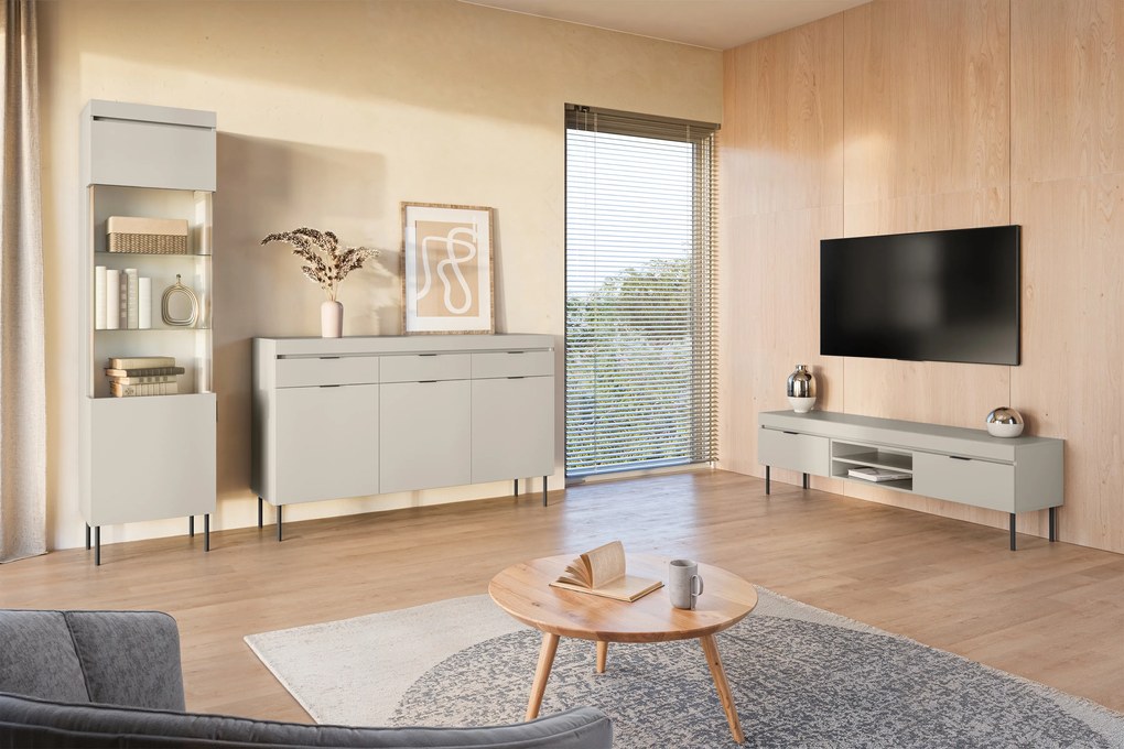 TV stolík Sentia 157 na kovových nohách - kašmír/čierna