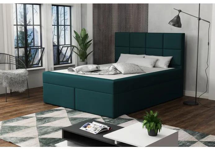 Čalúnená posteľ s prešívaním 160x200 BEATRIX - modrozelená
