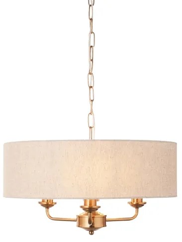 Endon 110723 - Luster na reťazi HIGHCLERE 3xE14/40W/230V béžová/mosadz