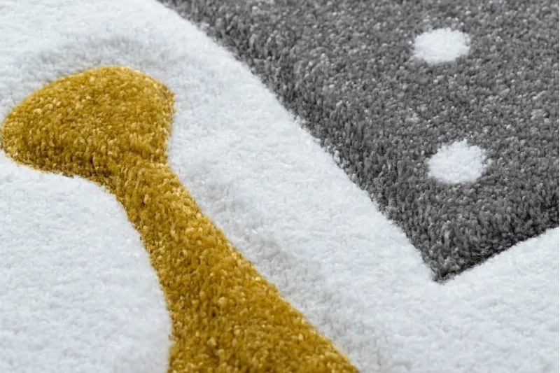 Detský kusový koberec Petit Bunny grey kruh, 140x140 (priemer) kruh, šedá, detská izba, Dywany Łuszczów