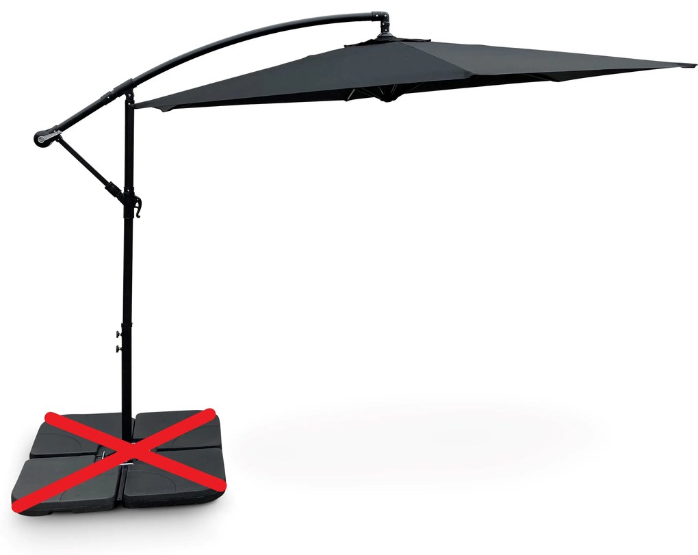 Noela Záhradný slnečník Hook pr. 3m čierny