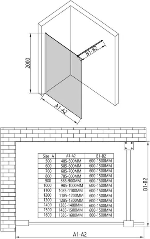 Erga Paris, sprchová zástena Walk-In 70x200 cm, 8mm šedé sklo, zlatý lesklý profil, ERG-V02-PARIS-070x200-GR-GD