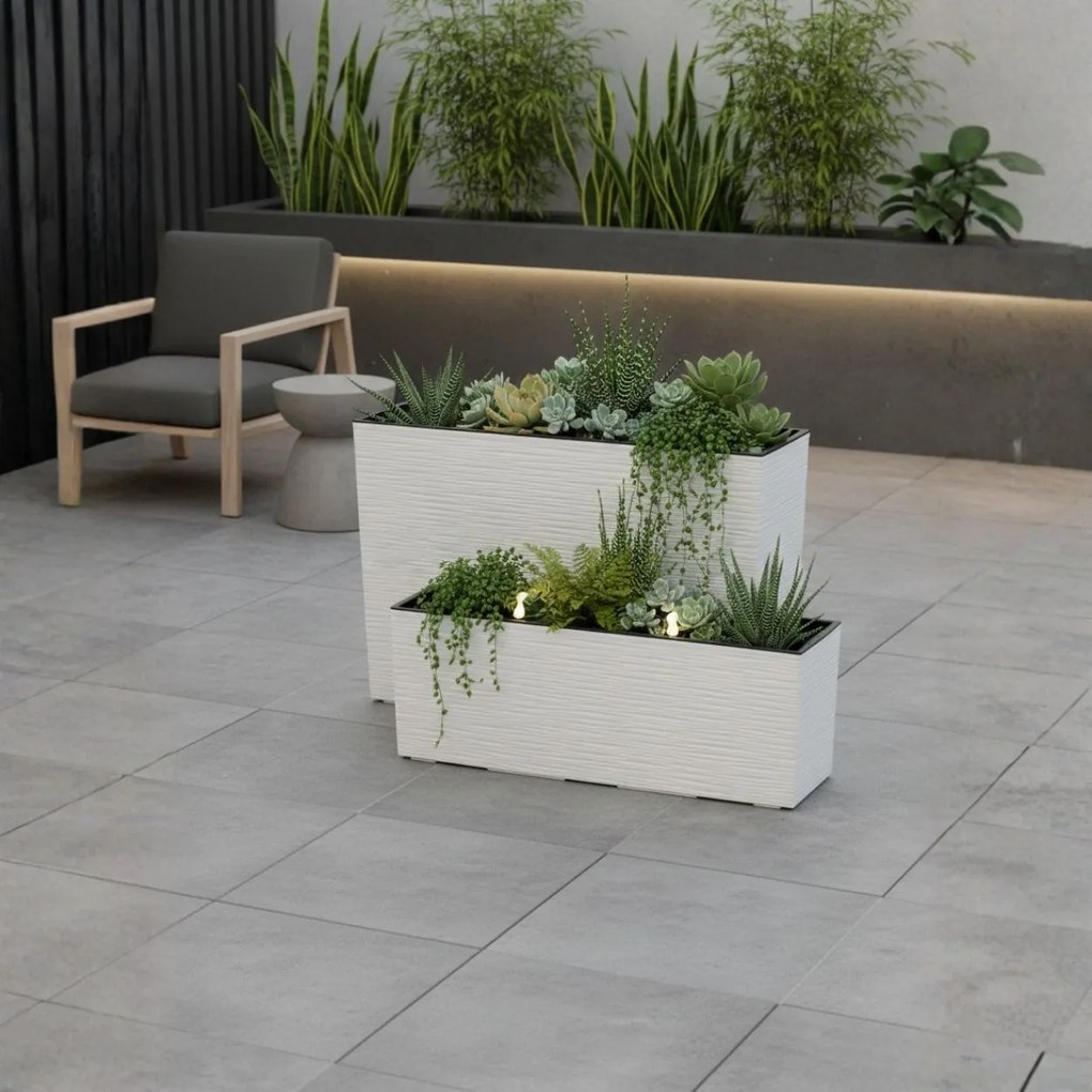 PLASTOVÝ KVETINÁČ BLOOM RIFLO 36X56X20 CM KRÉMOVÁ