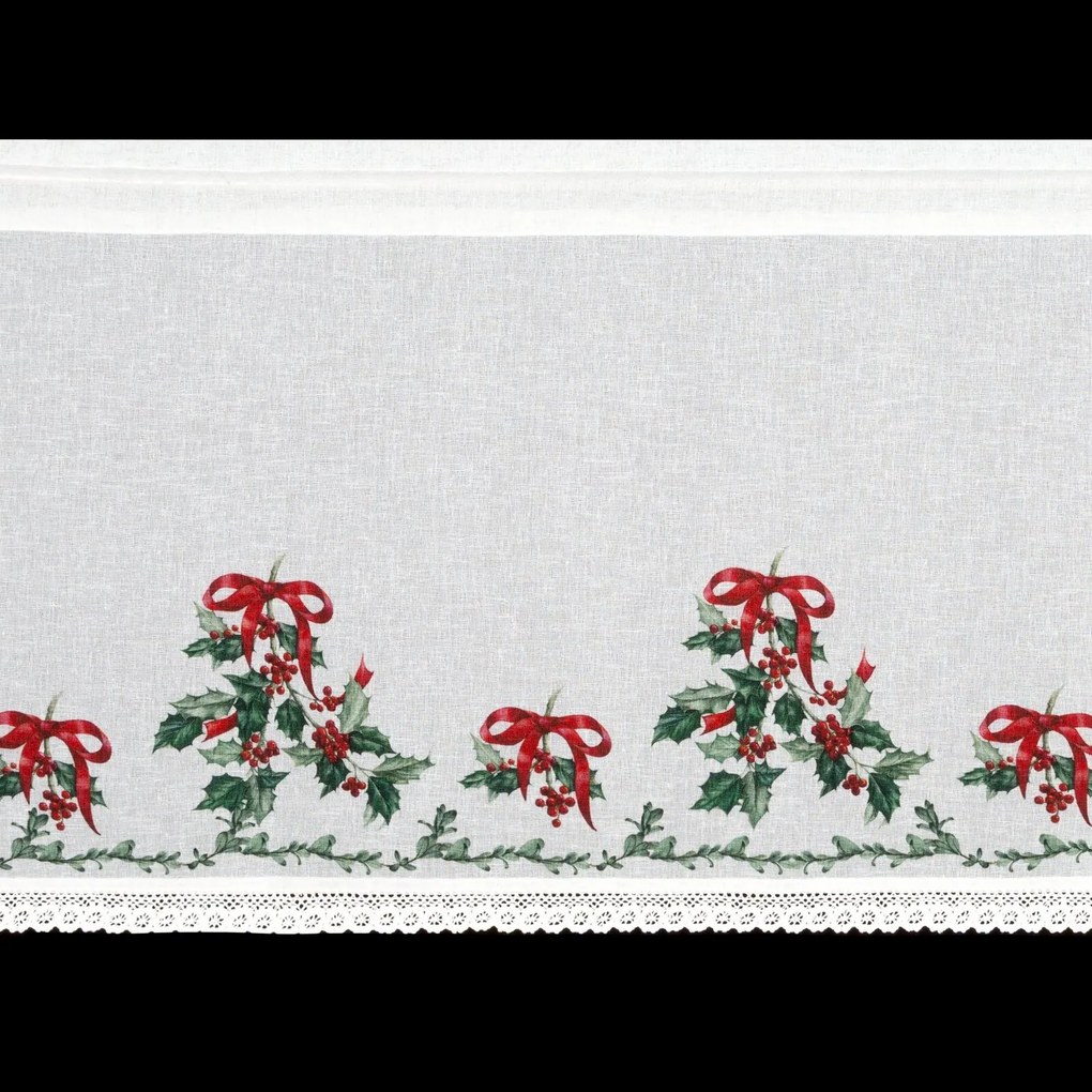 KRÁTKA VIANOČNÁ ZÁCLONA NA PÁSKE XMAS7 150X60 CM VZOROVANÁ