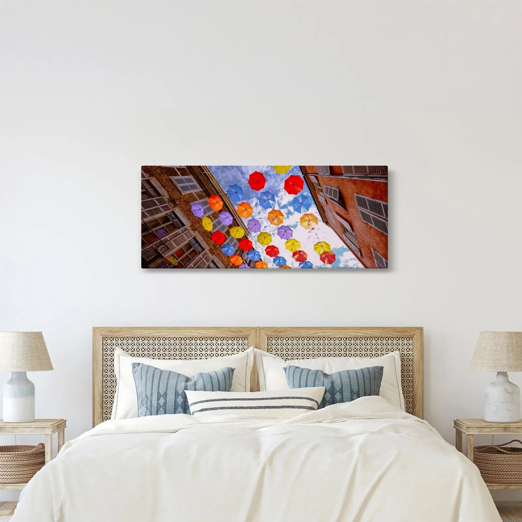 Obraz farebných dáždnikov (120x50 cm)