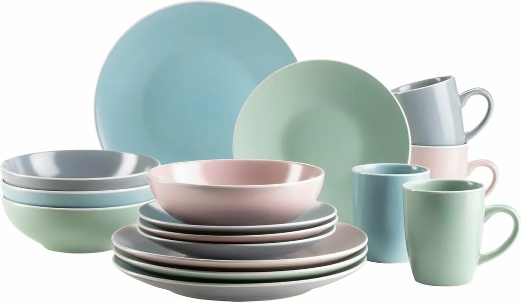Mäser Jedálenská súprava riadu 16 ks ELISSA II – mix farieb mat