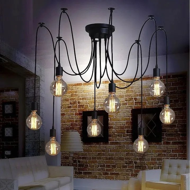 Toolight - Stropná lampa Spider 8xE27, čierna, OSW-00018