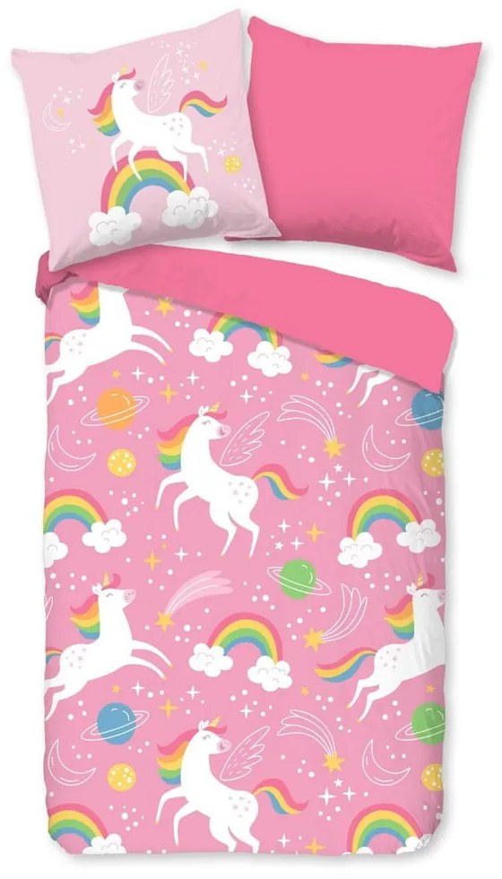 Ružové detské obliečky na jednolôžko z mikrovlákna 140x200 cm – Good Morning