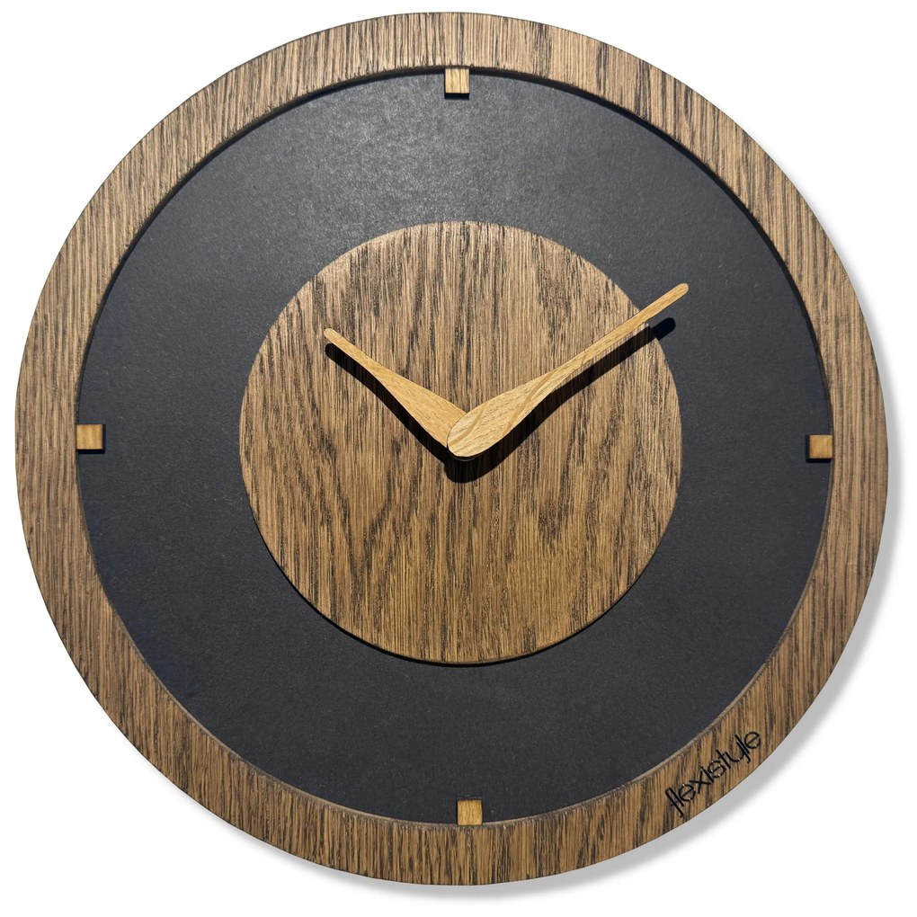 Dekorstudio Drevené hodiny na stenu Oak Flow - hnedé 30cm