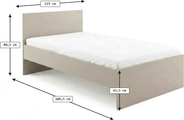 Posteľ ELISA 120 x 200 cm, kašmírovo béžová Rošt: S latkovým roštom, Matrac: Matrac DELUXE 10 cm