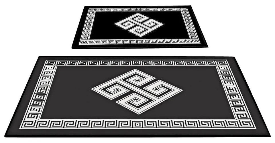 Čierno-biele kúpeľňové predložky v súprave 2 ks - Foutastic