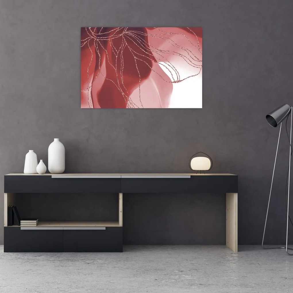 Obraz - Červená abstraktná kvetina N⁰1 (90x60 cm)