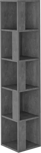 Rohová knižnica Houseland Piano tmavosivá