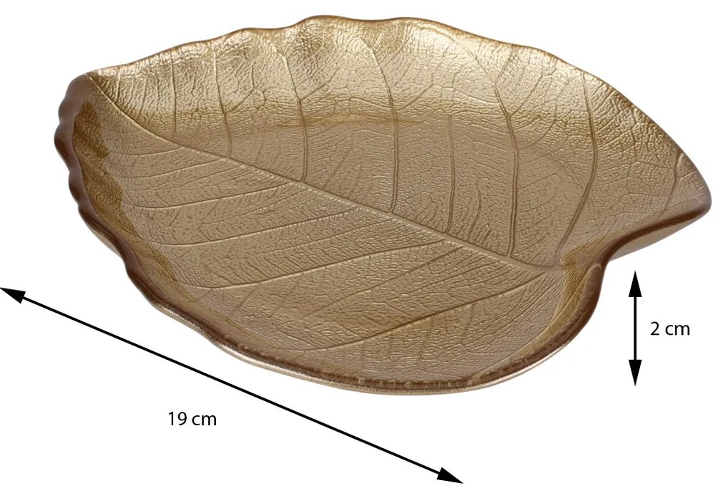 Dekoračný sklenený podnos Leaf, 19x16 cm