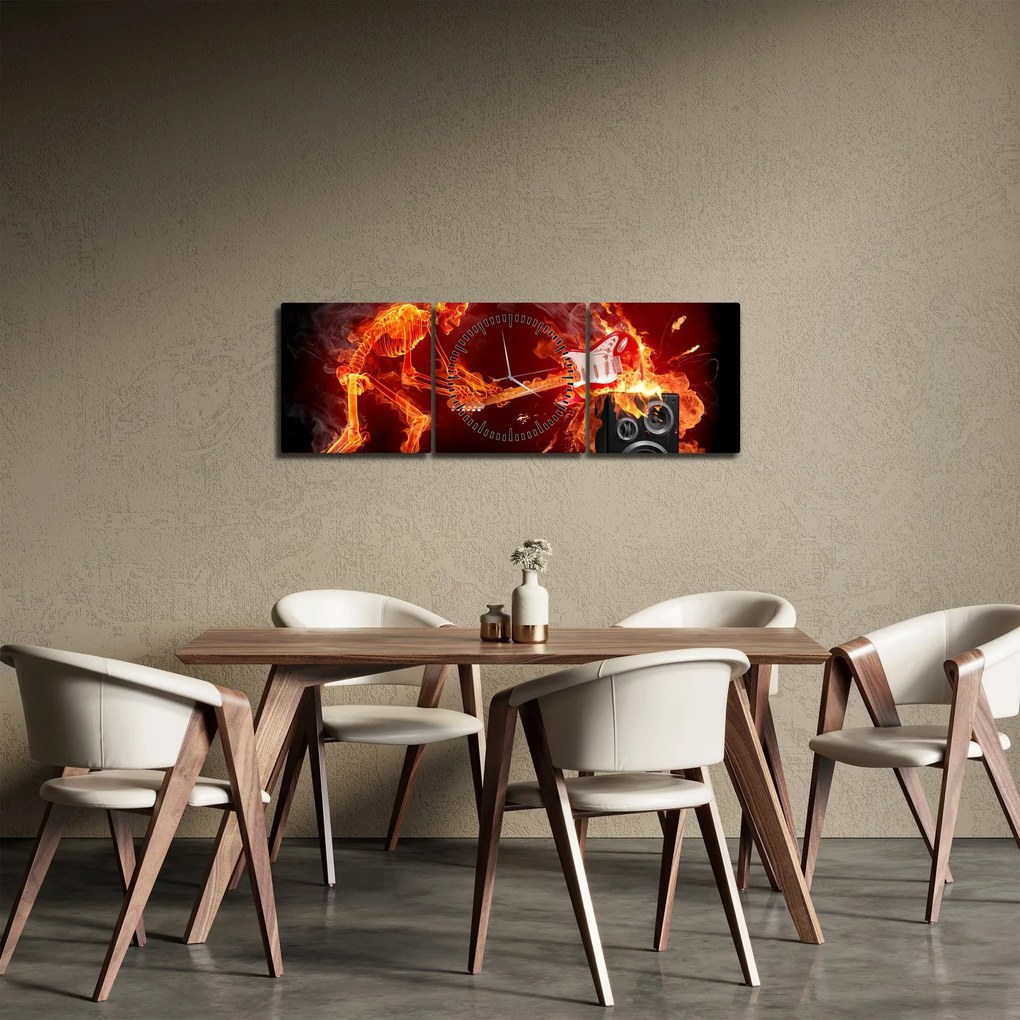 Obraz - Hudba v plameňoch (s hodinami) (90x30 cm)