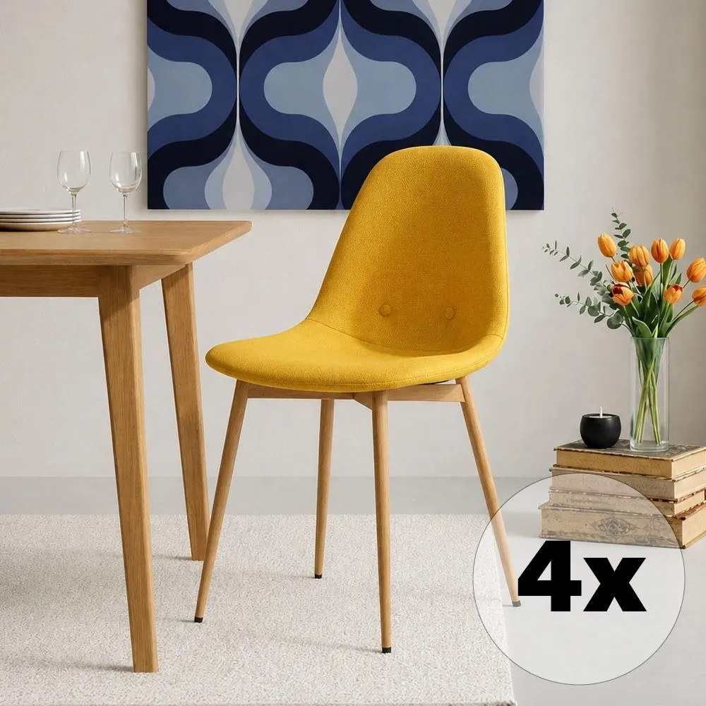Set - 4 ks Jedálenská stolička AVENBERG RIVA žltá
