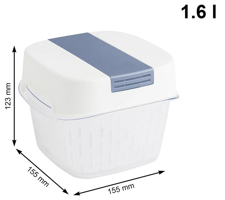 Špeciálny box na ovocie a zeleninu, s ventiláciou a filtrom, do chladničky, Fridge Fresh, 1,6 l, modrý