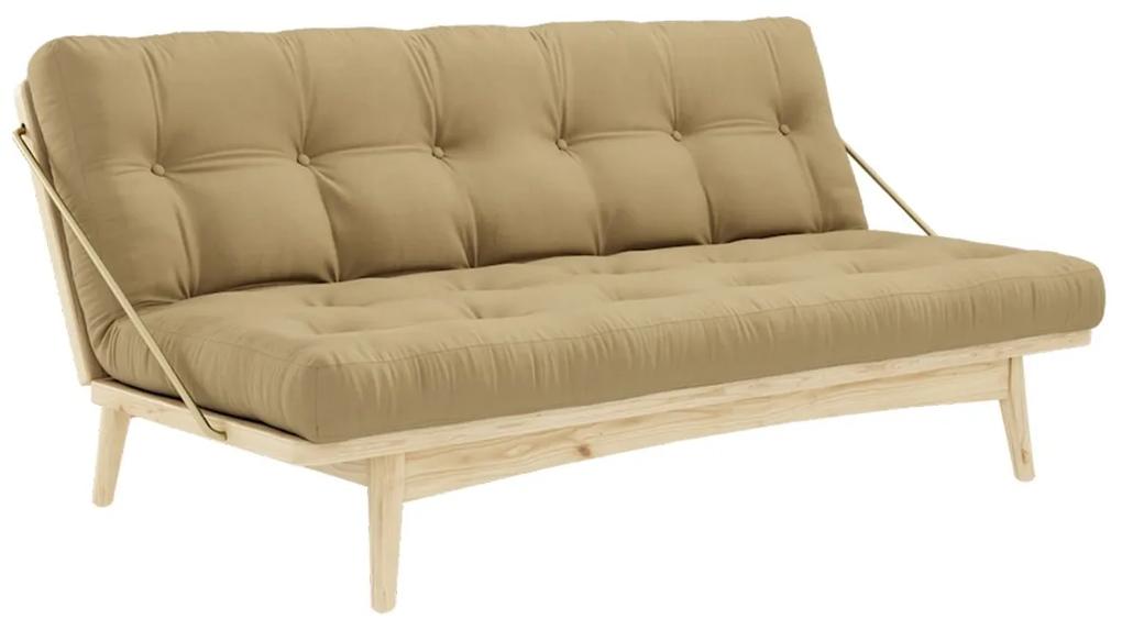 Pohovka Folk Sofa Bed Clear lacquered/Wheat beige 100 × 190 × 90 cm