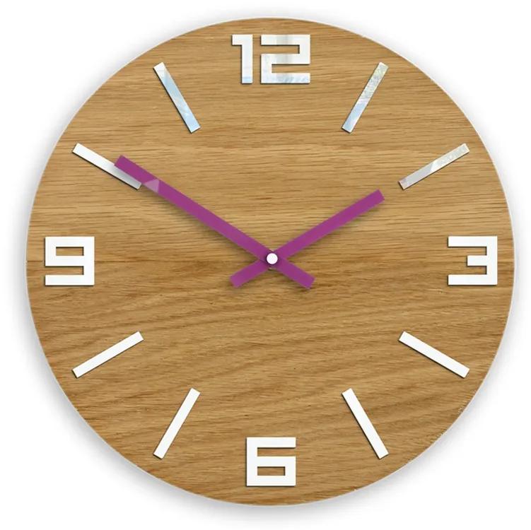 Nástenné hodiny Arabic Wood hnedo-fialové