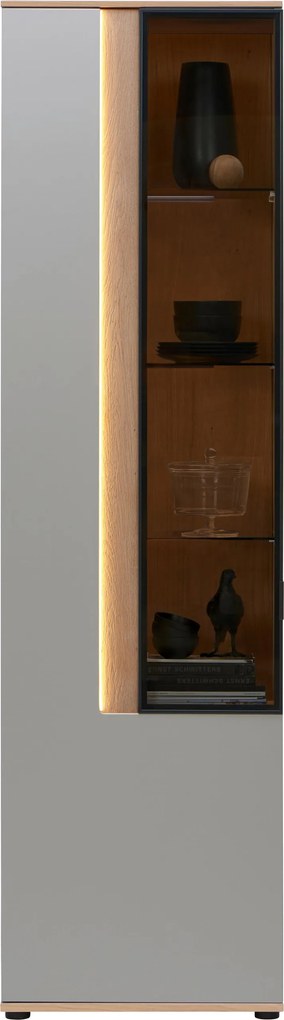 XXXLutz VITRÍNA, svetlosivá, 60,6/213,1/42 cm Dieter Knoll - Sklenené vitríny - 001770000713