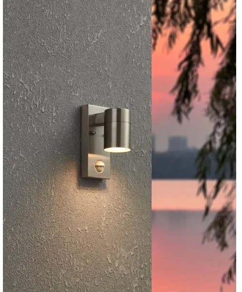 Eglo 99569 - LED Vonkajšie nástenné svietidlo so senzorom RIGA 1xGU10/3W/230V IP44