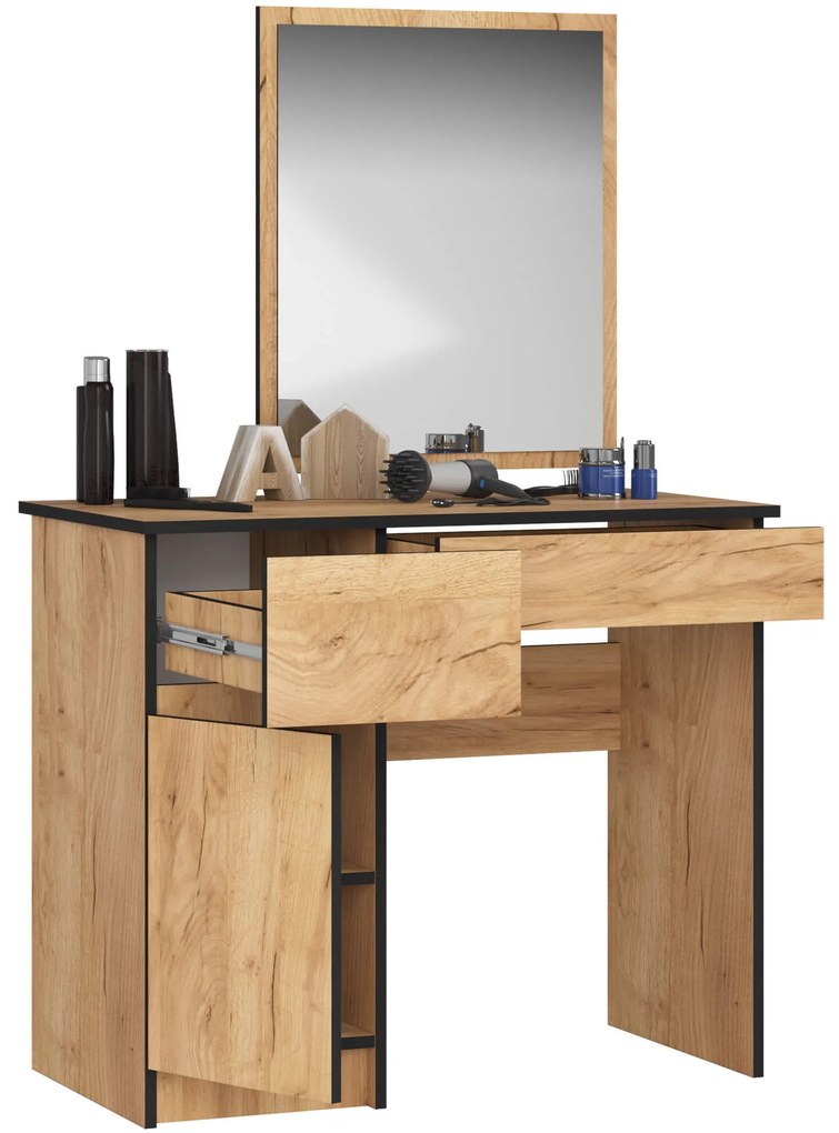 Kozmetický stolík so zrkadlom P-2/SL dub craft ľavý