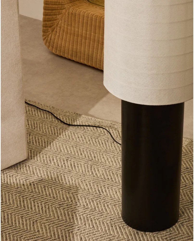 Biela/čierna stojacia lampa s textilným tienidlom (výška 142 cm) Dulan – Kave Home
