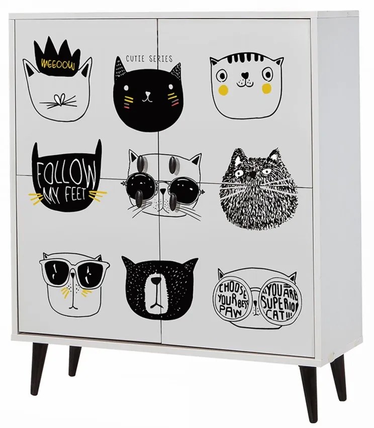 Detská komoda Cats 95 cm biela