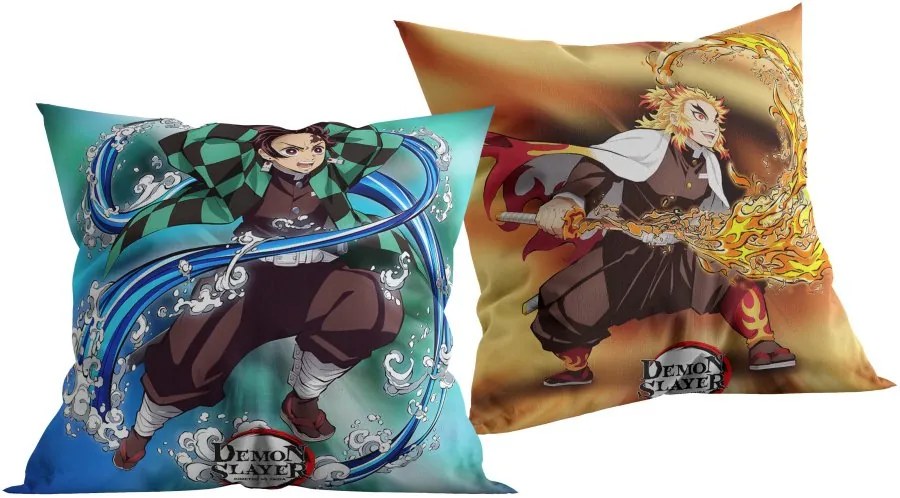 Obojstranný vankúš Demon Slayer - Zabijak démonov - 40 x 40 cm