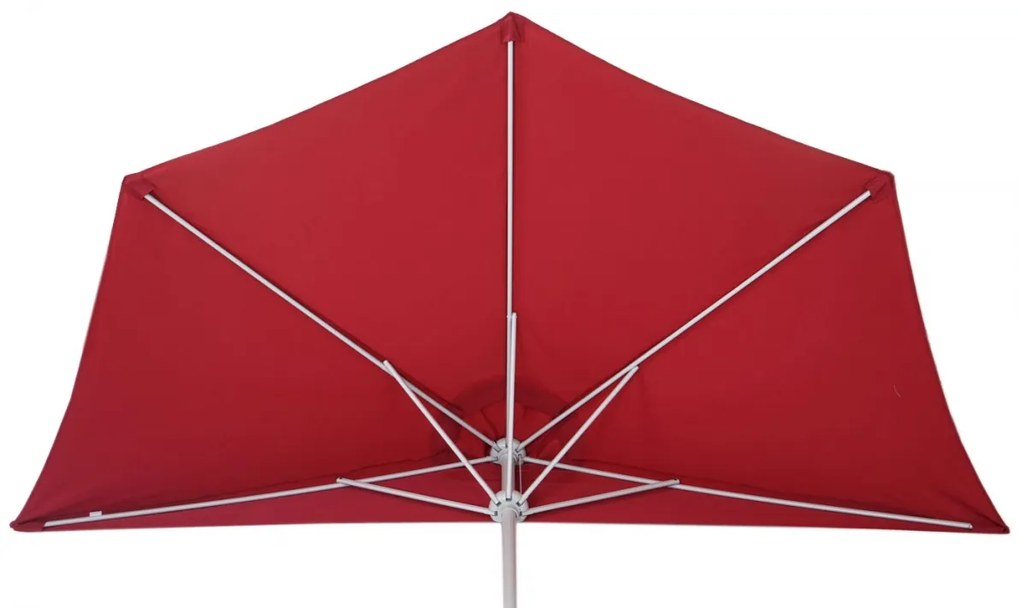 Slnečník polkruh Parla - polyester/hliník - 300cm bordová so stojanom