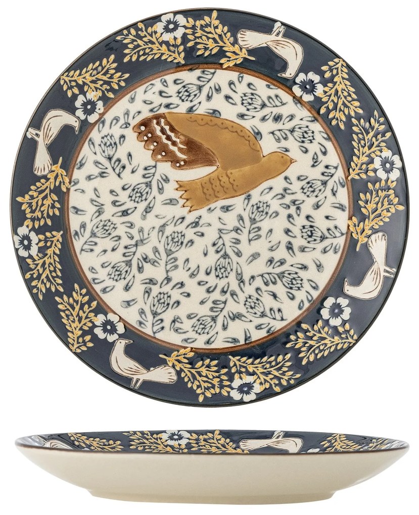 Bloomingville Kameninový dezertný tanier Hezha Blue Ø 16 cm