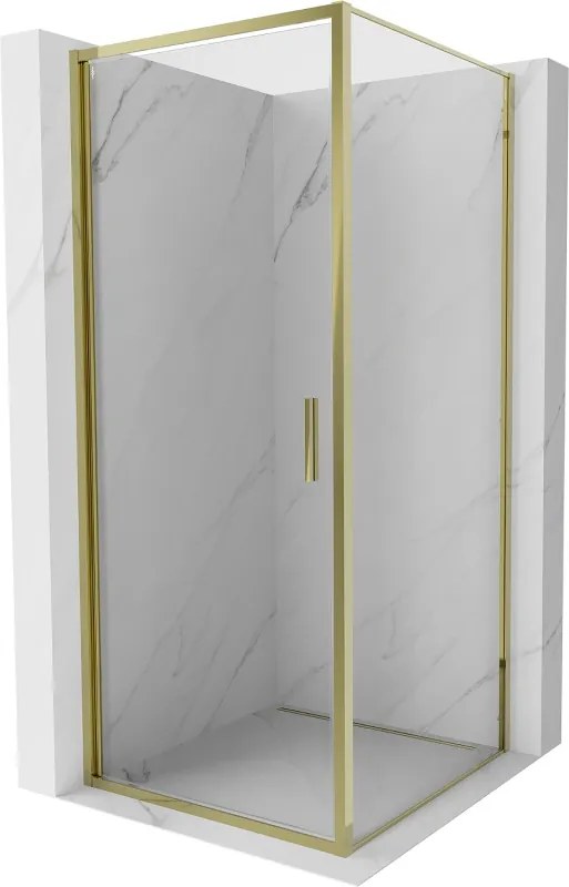 Mexen Exo, výklopný sprchový kút 70 x 70 cm, číre sklo, zlatá, 817-070-070-50-00