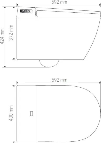 Závesné WC s bidetom 1600W/230V + toaletné sedadlo + tlačidlo + modul + podložka + DO