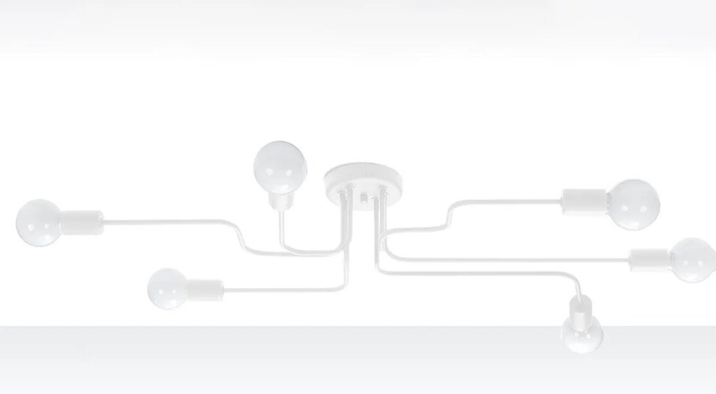 Stropné svietidlo Vector 6, biele telo svietidla