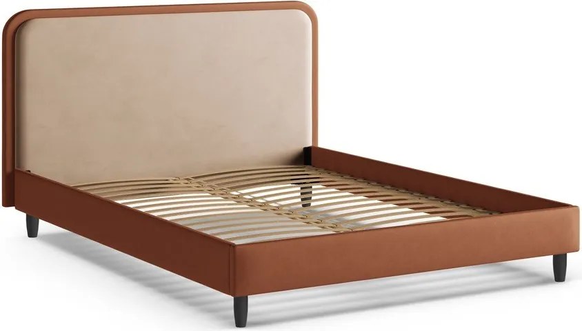 Čalúnená dvojlôžková posteľ s roštom 180x200 cm v tehlovej farbe Aveline – Micadoni