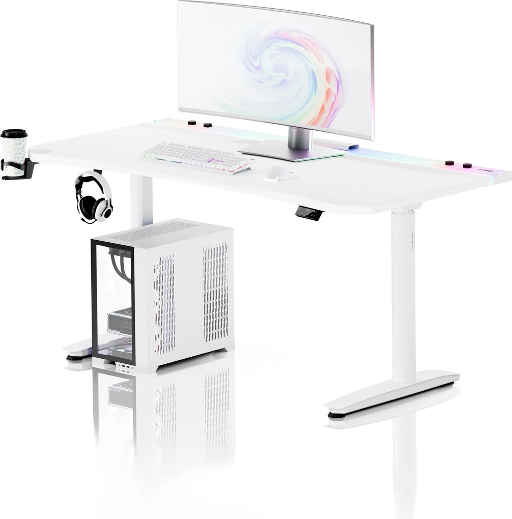 Elektrický herný stôl RGB s držiakmi, biely, 160 cm: Diablo X-Forge 1600