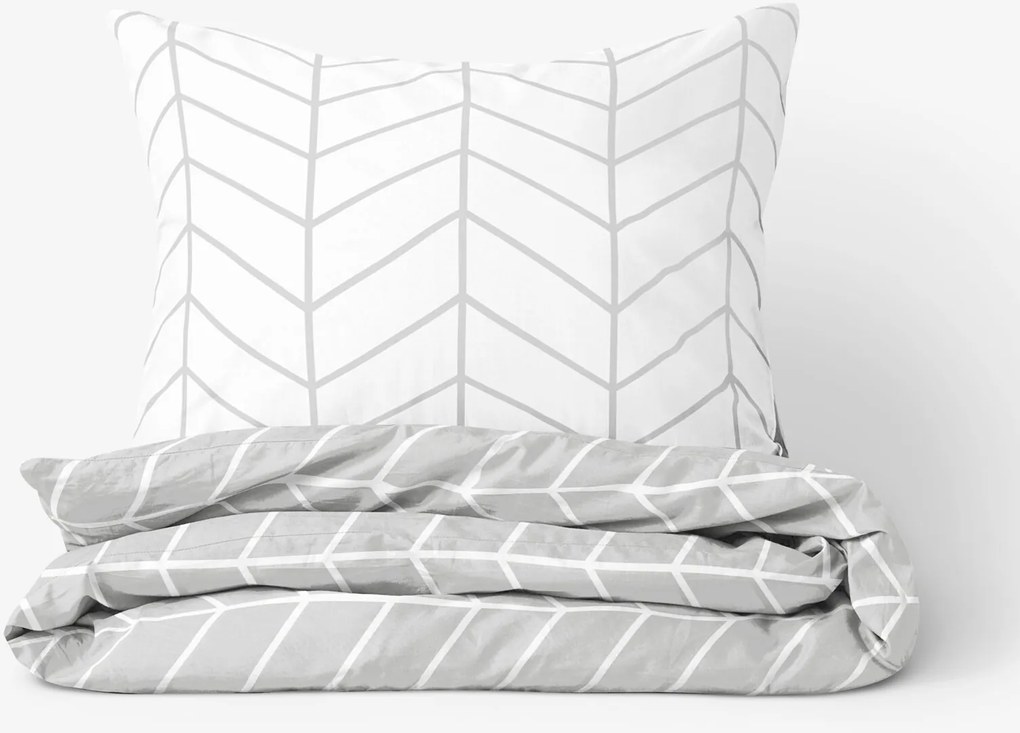 Goldea bavlnené posteľné obliečky - cikcak na bielom so sivou 140 x 200 a 70 x 90 cm