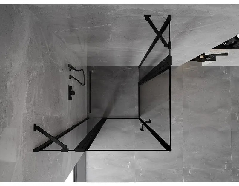 Mexen, Mexen Mist Duo sklopný sprchový kút 85 x 85 cm, čierny rám - 8A4-085L-085P-70-70
