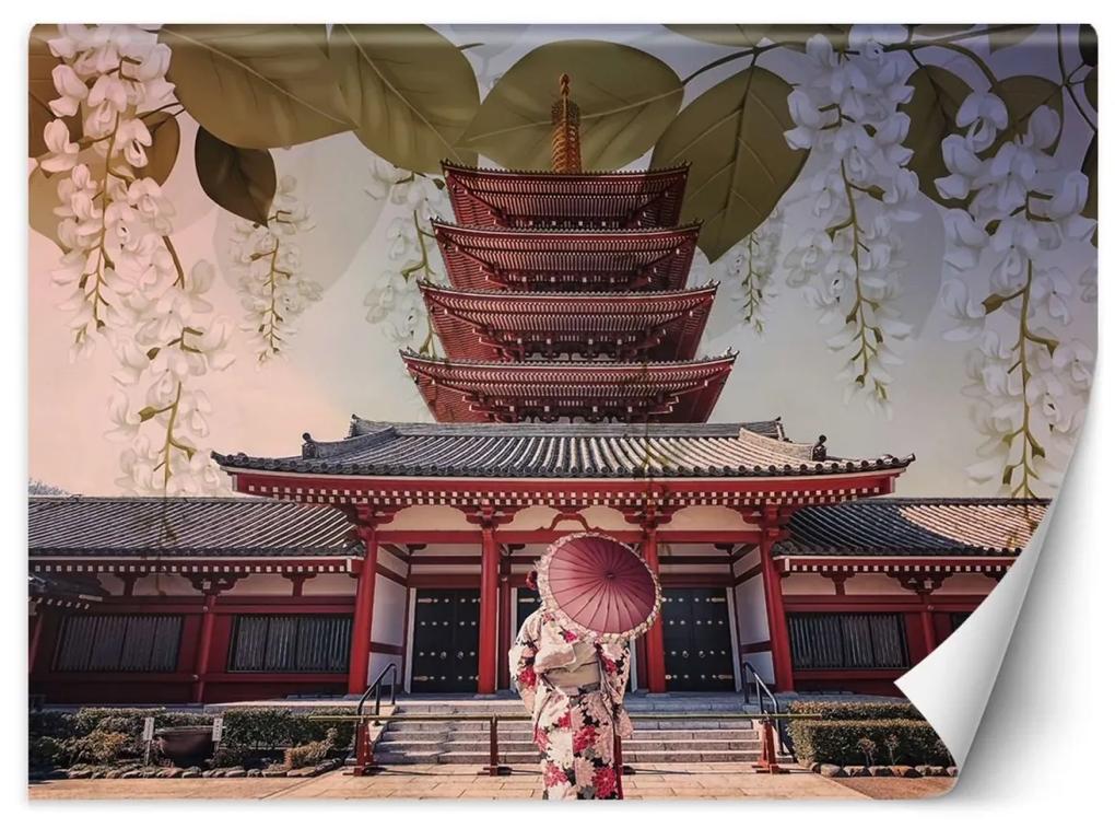 Fototapeta, Gejša a chrám Senso Ji v Tokiu - 300x210 cm