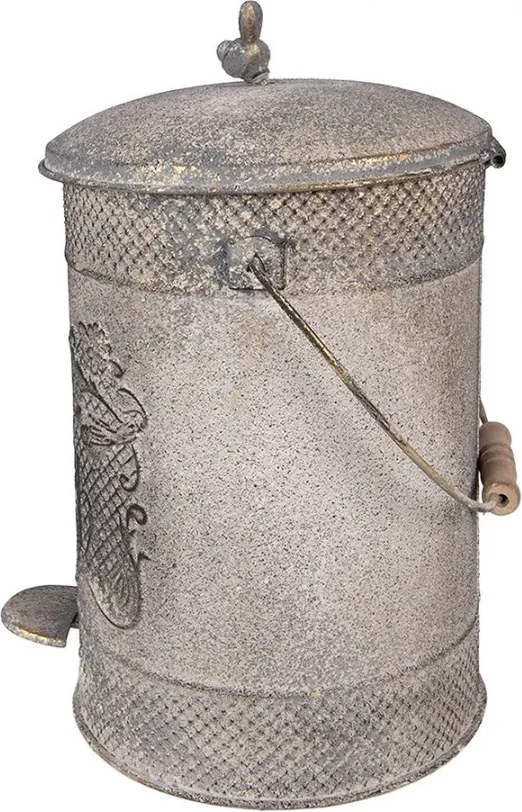 Šedý antik kovový odpadkový kôš s pedálom Pitch - 24*24*31 cm