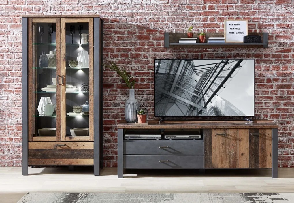 Široká vitrína Cardiff, s osvetlením